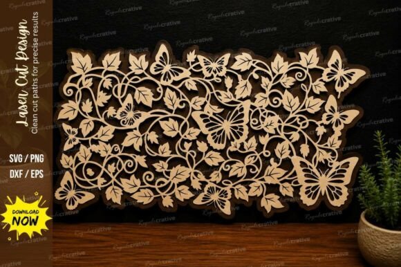 Download Butterfly Floral Panel Laser Cut Svg - Premium Resources
