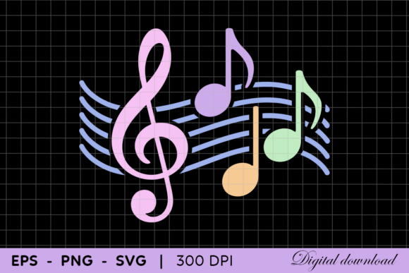 Download Colorful Pastel Music Notes with Treble - Treble Collection